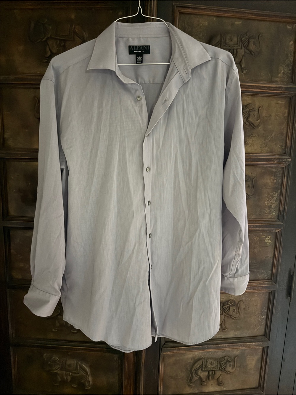 Alfani Men's Light Gray Dress Shirt - Classic Button-Down